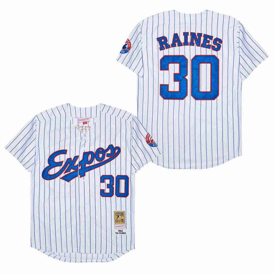 Men Montreal Expos #30 Raines white 1982 Throwback MLB Jerseys->more jerseys->MLB Jersey